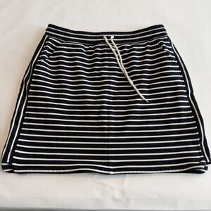 T by Talbots Women’s Navy Blue Metallic Striped Short Skirt Pockets M (A0133)